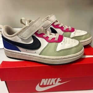 Nike Kids' White, Pink, and Green Sneakers